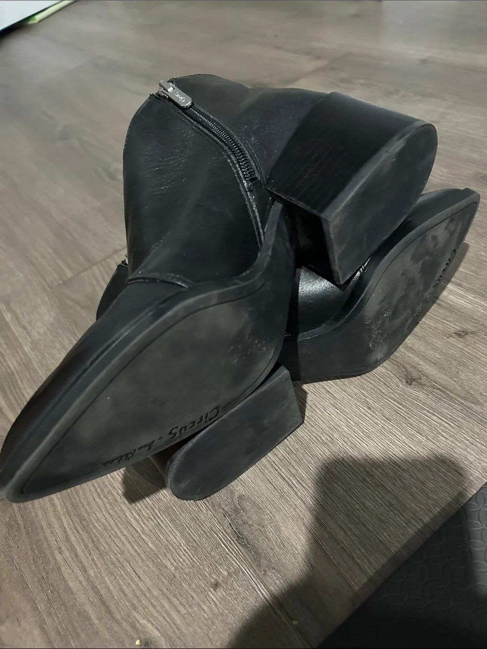 Circus by Sam Edelman Black Leather Ankle Booties with Buckles